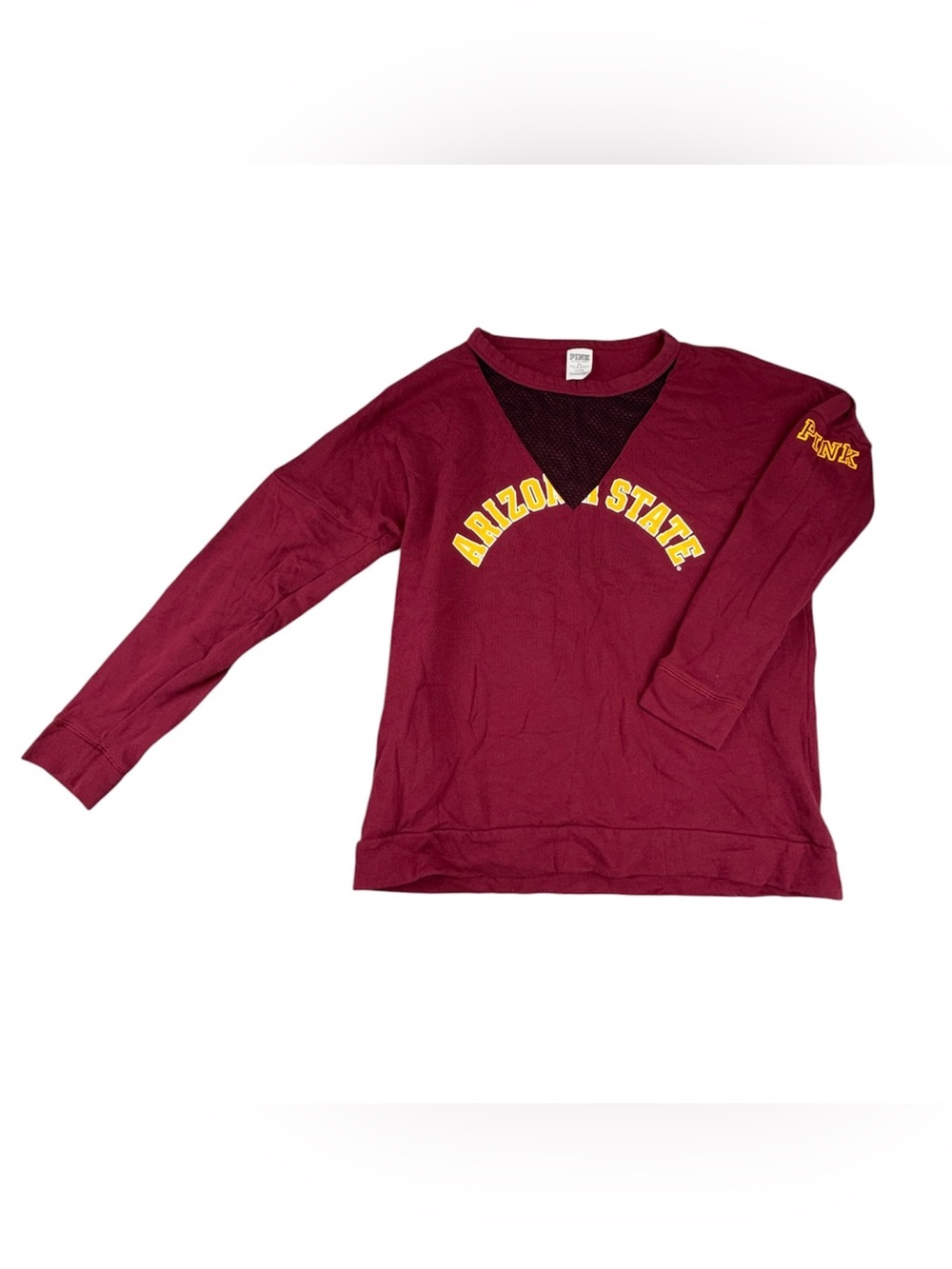 Victoria's Secret PINK Arizona State Sun Devils maroon long-sleeve mesh V-neck